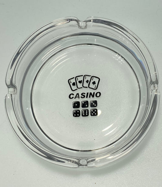 Glass Ash Tray, Cigar Ashtray Cigarette with Aces Casino and Dices