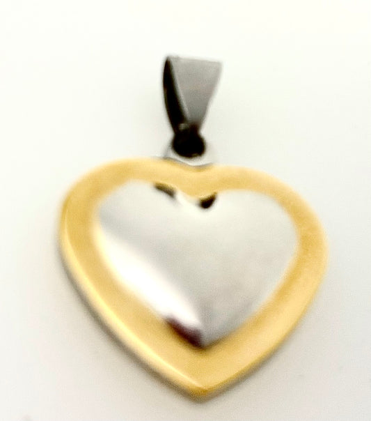 JEWELRY TWO TONE HEART PENDANT