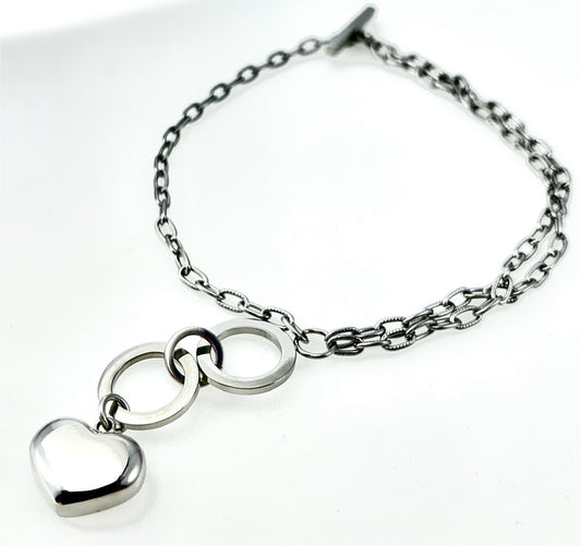 JEWELRY HEART BRACELET TOGGLE 7.5