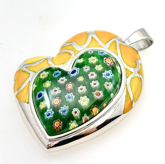 JEWELRY ENAMEL HEART PENDANTS WITH CHAIN 18"