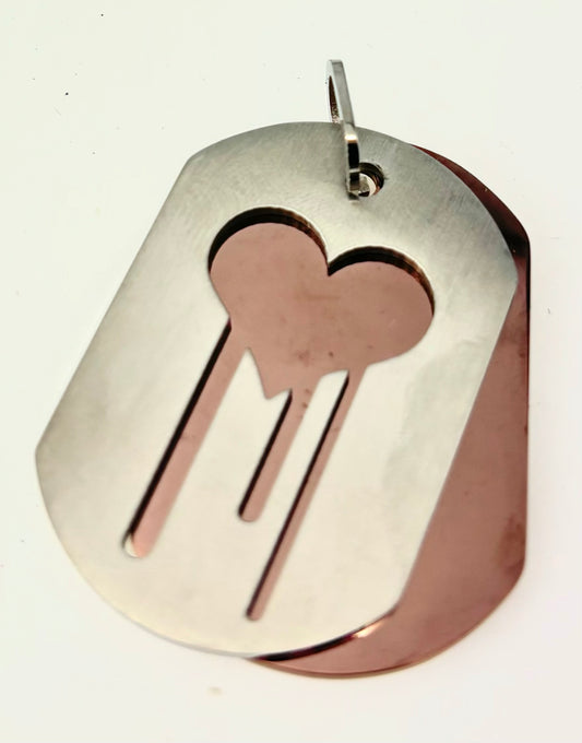 JEWELRY DOG TAG 2 PLATE ONE IN PINK AND ONE IN SILVER HEART SHARE ON A 18" CHAIN