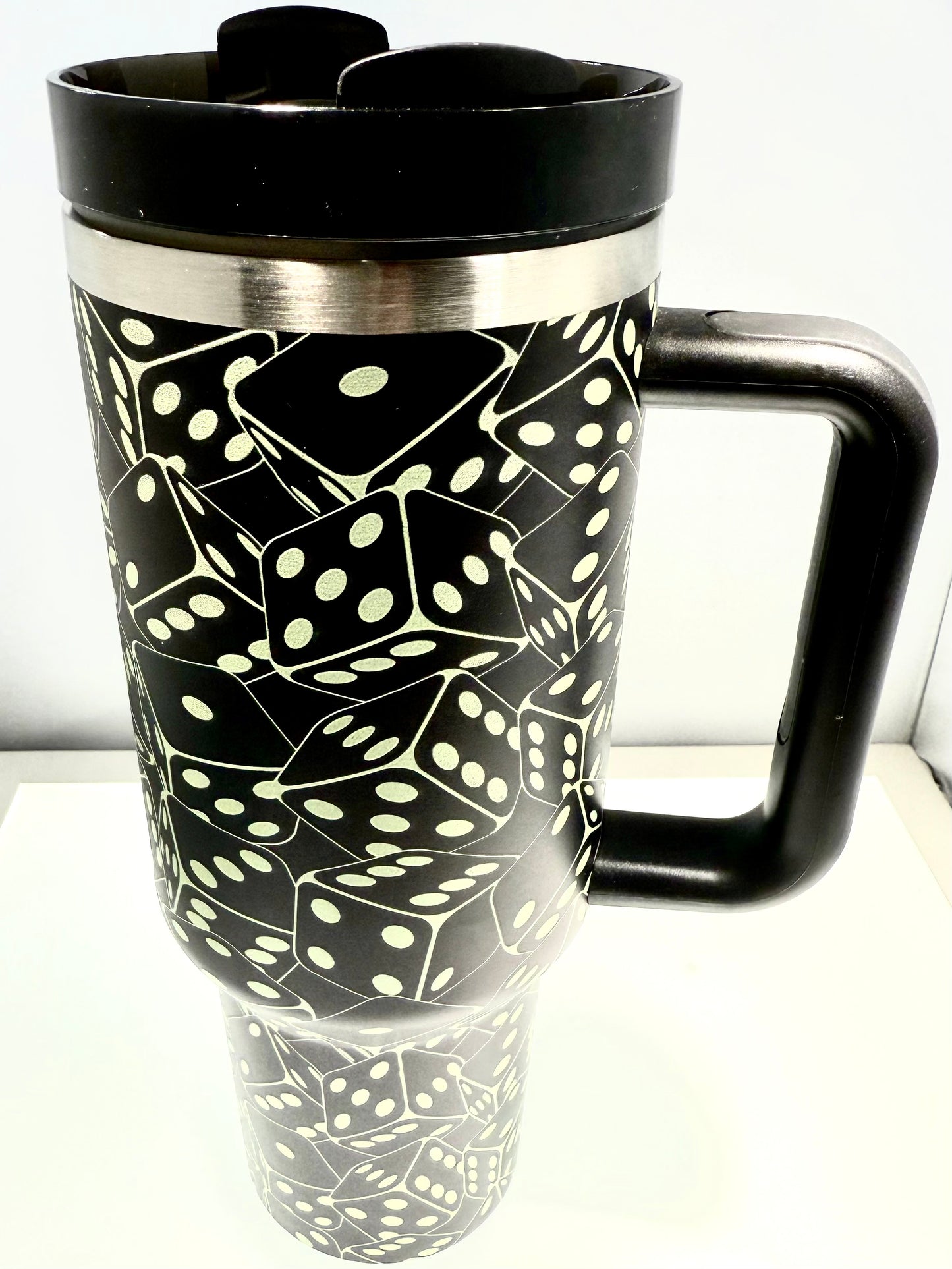 40oz Tumbler with lid, Glowing Dice ,Stainless Steel Vacuum Black