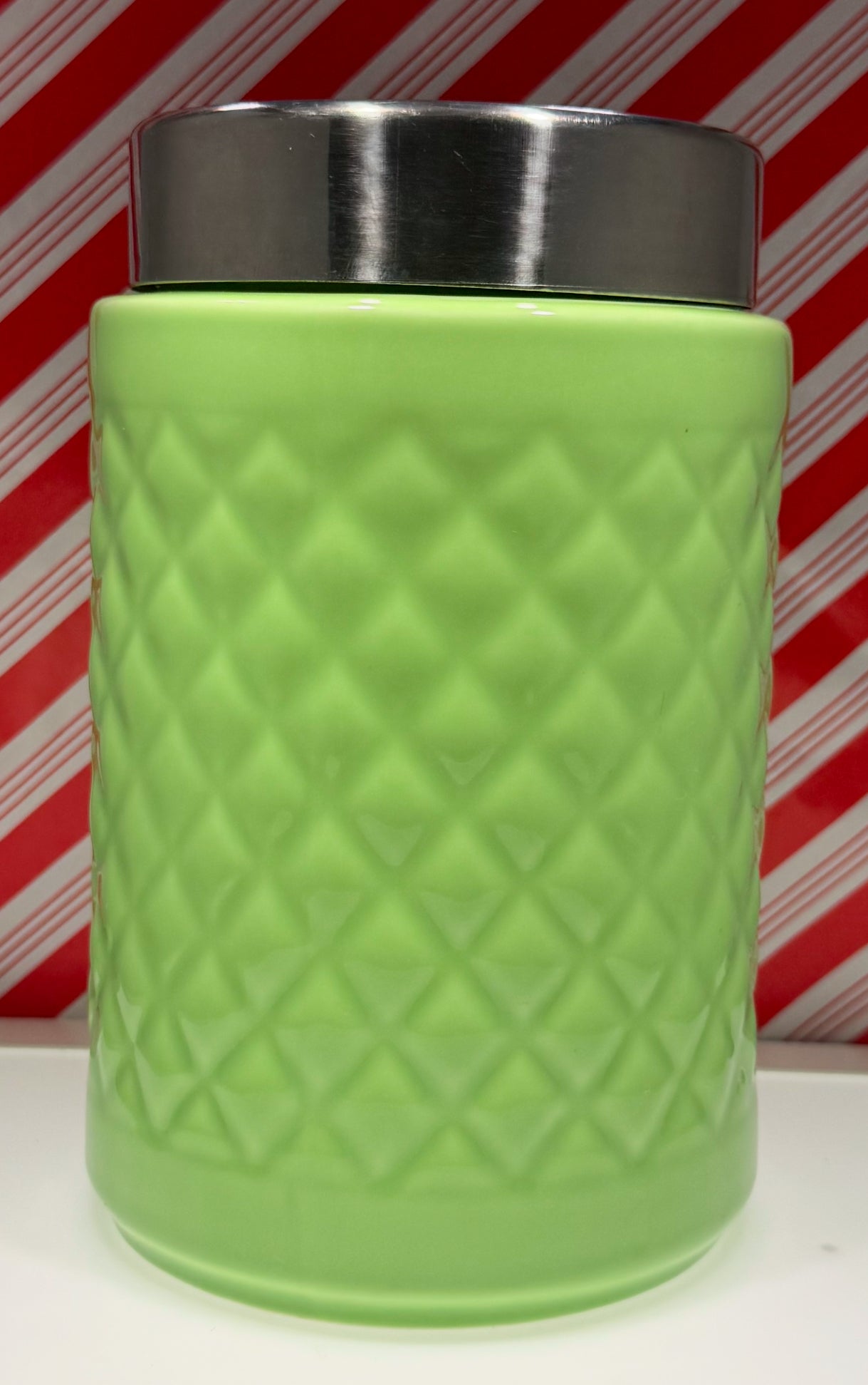 Ceramic Cookie or Sugar jar in Lite Green with Handle