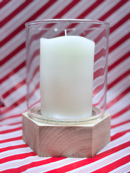 Glassware Candles Holder with Wood Basic