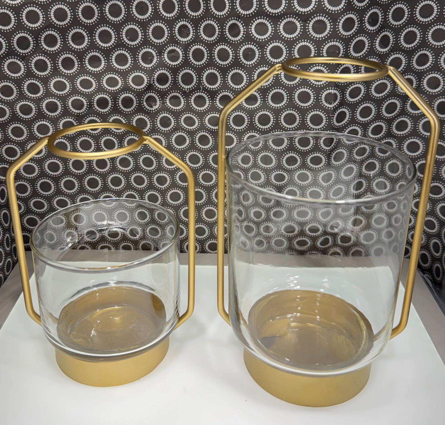 2 Gold Satin Finish Vases Round