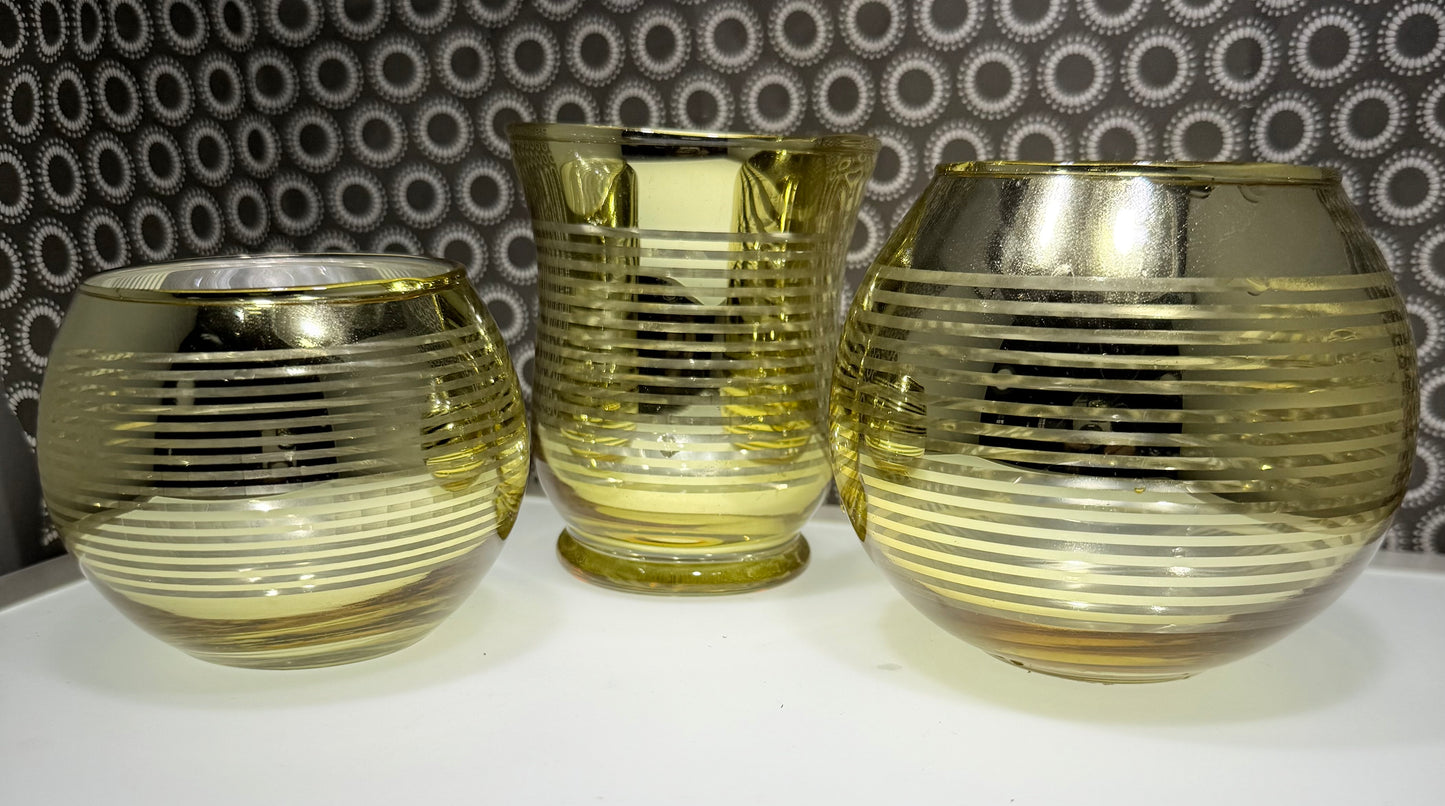 3 Gold Satin Finish Styles Vases Small