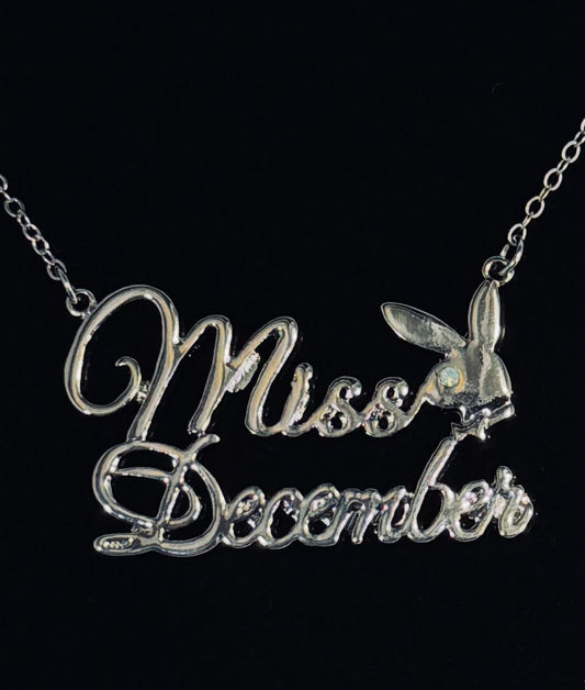 PLAYBOY MISS December w/BIRTH MONTH STONE Necklace jewelry