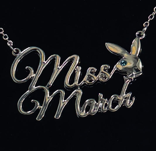 PLAYBOY MISS March w/BIRTH MONTH STONE Necklace jewelry