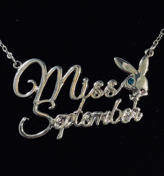 PLAYBOY MISS SEPTEMBER w/BIRTH MONTH STONE Necklace jewelry