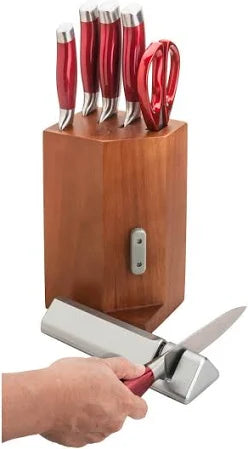 New England Cutlery 7 Piece Stainless Steel Cutlery Set with Detachable Knife Sharpener