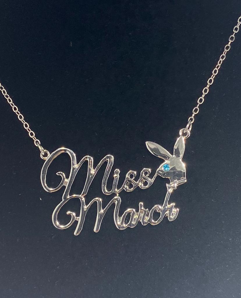 PLAYBOY MISS March w/BIRTH MONTH STONE Necklace