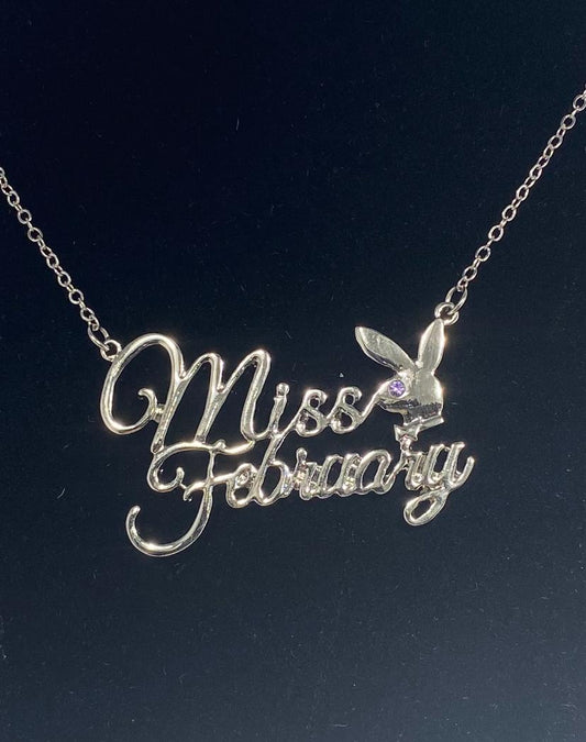 PLAYBOY MISS February w/BIRTH MONTH STONE Necklace