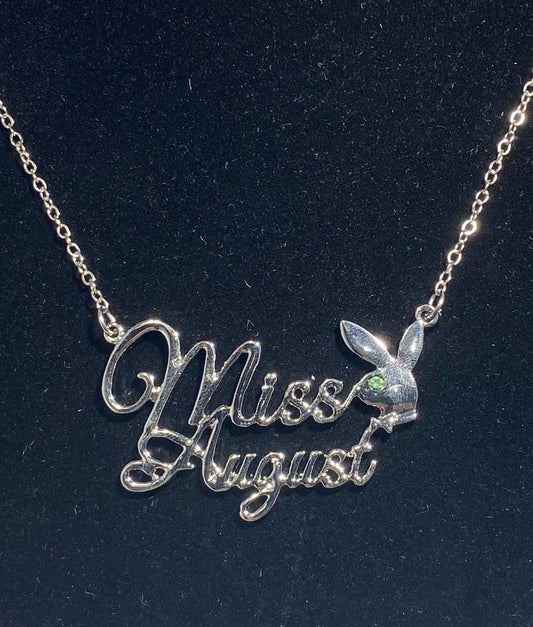 PLAYBOY MISS AUGUST w/BIRTH MONTH STONE Necklace