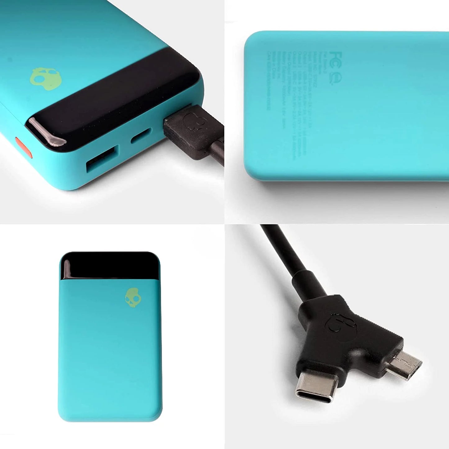 Skullcandy Stash Fat 2 10,000 mAh Fast Charging Power Bank Charger for iPhone, Android 90s Vacatio