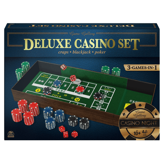 Game Gallery Deluxe Casino Set - Craps, Blackjack, Poker - Plastic