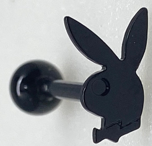 PLAYBOY JEWELRY TONGUE PIERCING BLACK BUNNY