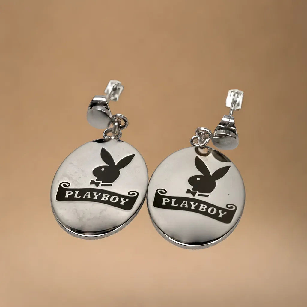 PLAYBOY HANGING DISK TAGS EARRING