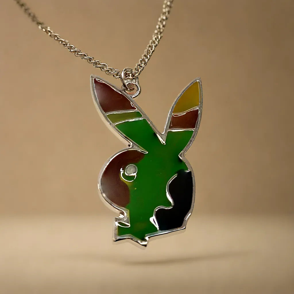 Playboy Bunny Head Camouflage on Curb Link Chain