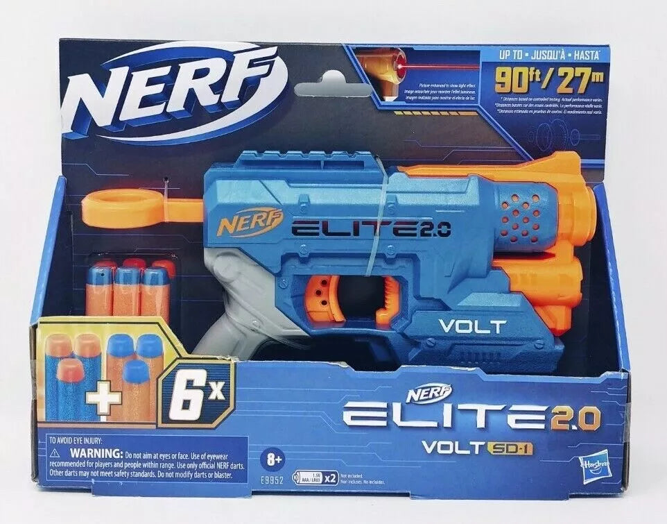 Nerf Elite 2.0 Volt SD 1 Dart Blaster with 6 Darts Kids Toys for Outdoor Summer Games Ages 8 and Up