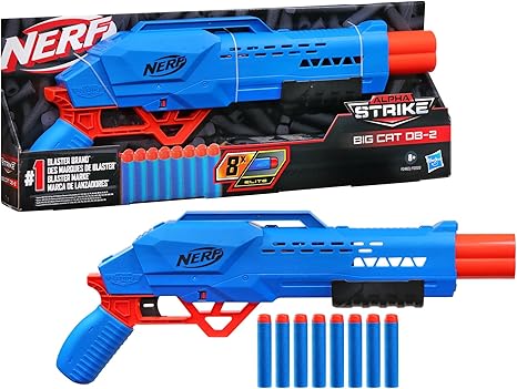 Nerf Alpha Strike Big Cat DB-2, Includes One Nerf Gun and 8 Elite Nerf Bullets