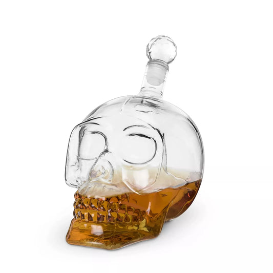 Skull Liquor Decanter, Clear Glass Skull Shaped Whiskey Decanter