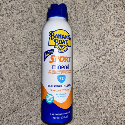 Banana Boat Sport Mineral Based Sunscreen UVA/UVB Broad Spectrum 30 8/24