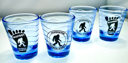 Shot Glasses Sets BIGFOOT  with Heavy Base, Clear Blue Shot Glass (4 Pack)