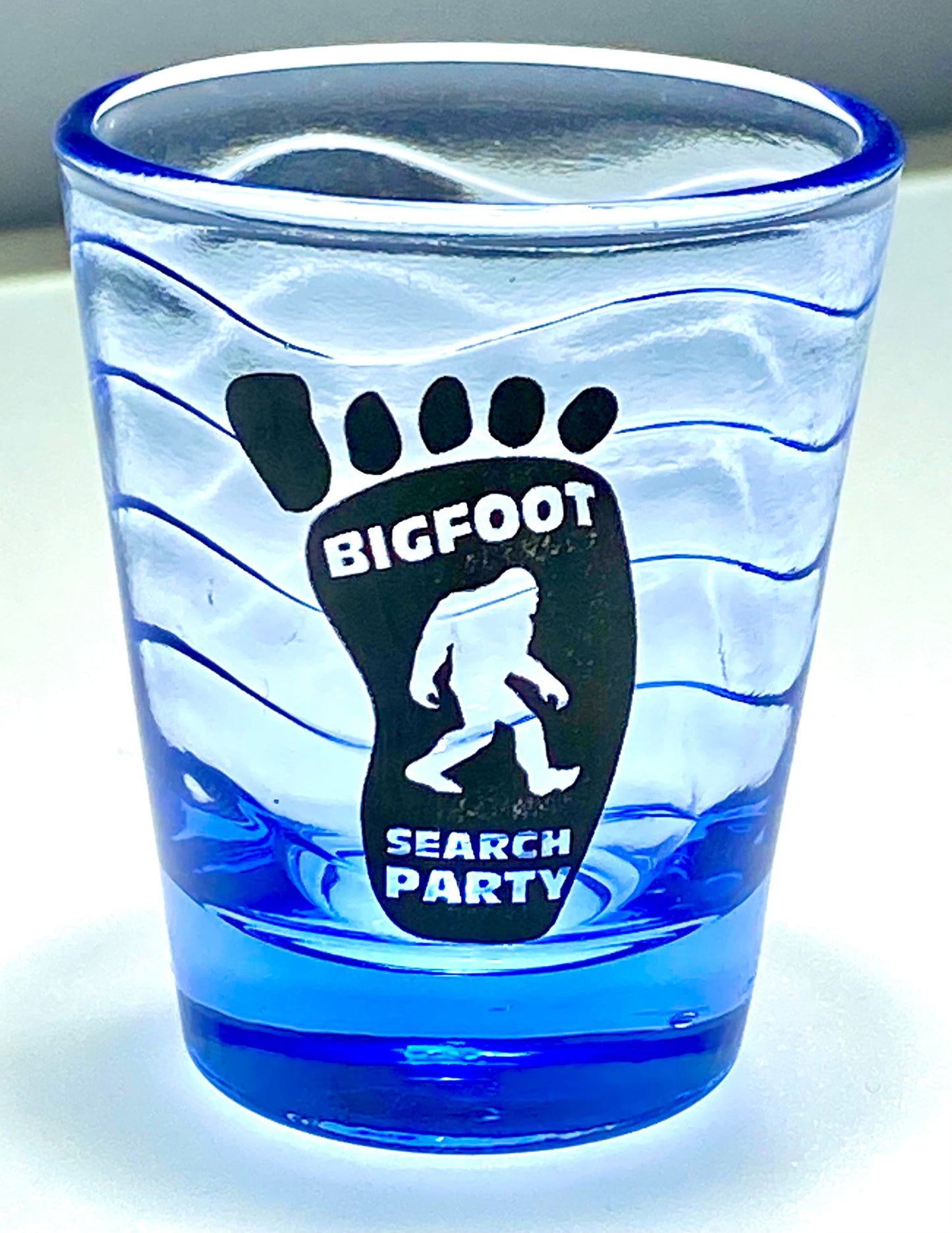 Shot Glasses Sets BIGFOOT  with Heavy Base, Clear Blue Shot Glass (4 Pack)