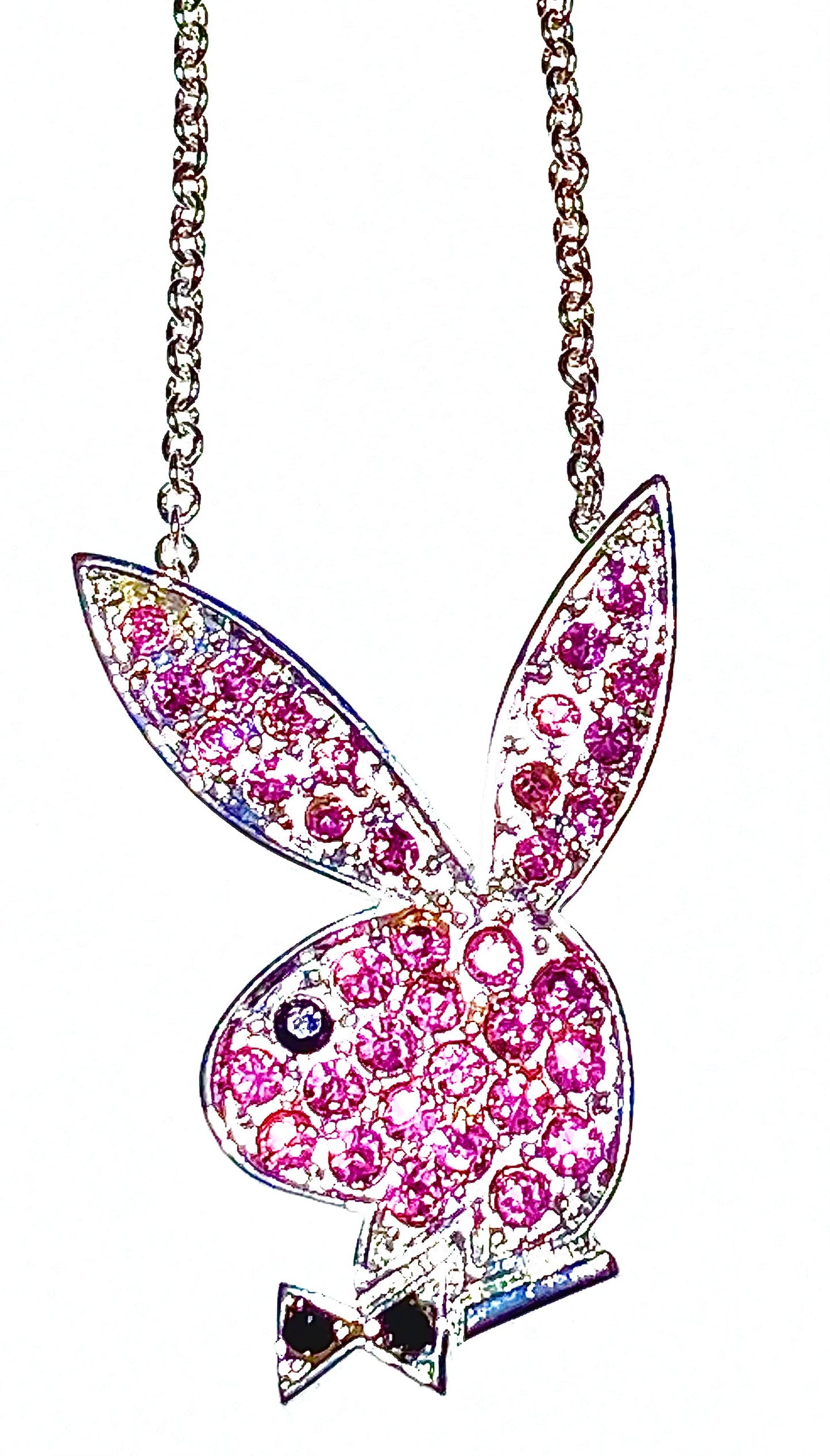 Playboy Bunny Gem Necklace Pink And White Crystals