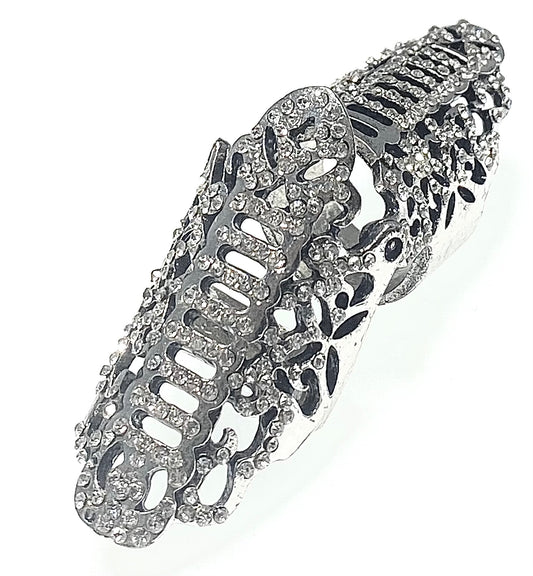 Antique Collectable Filigree Double Rings with Swarovski Crystal
