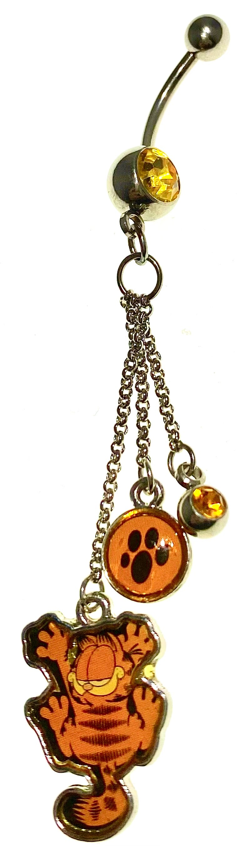 Jewelry Fashion Garfield Collectable Belly Ring with Citrine Crystals
