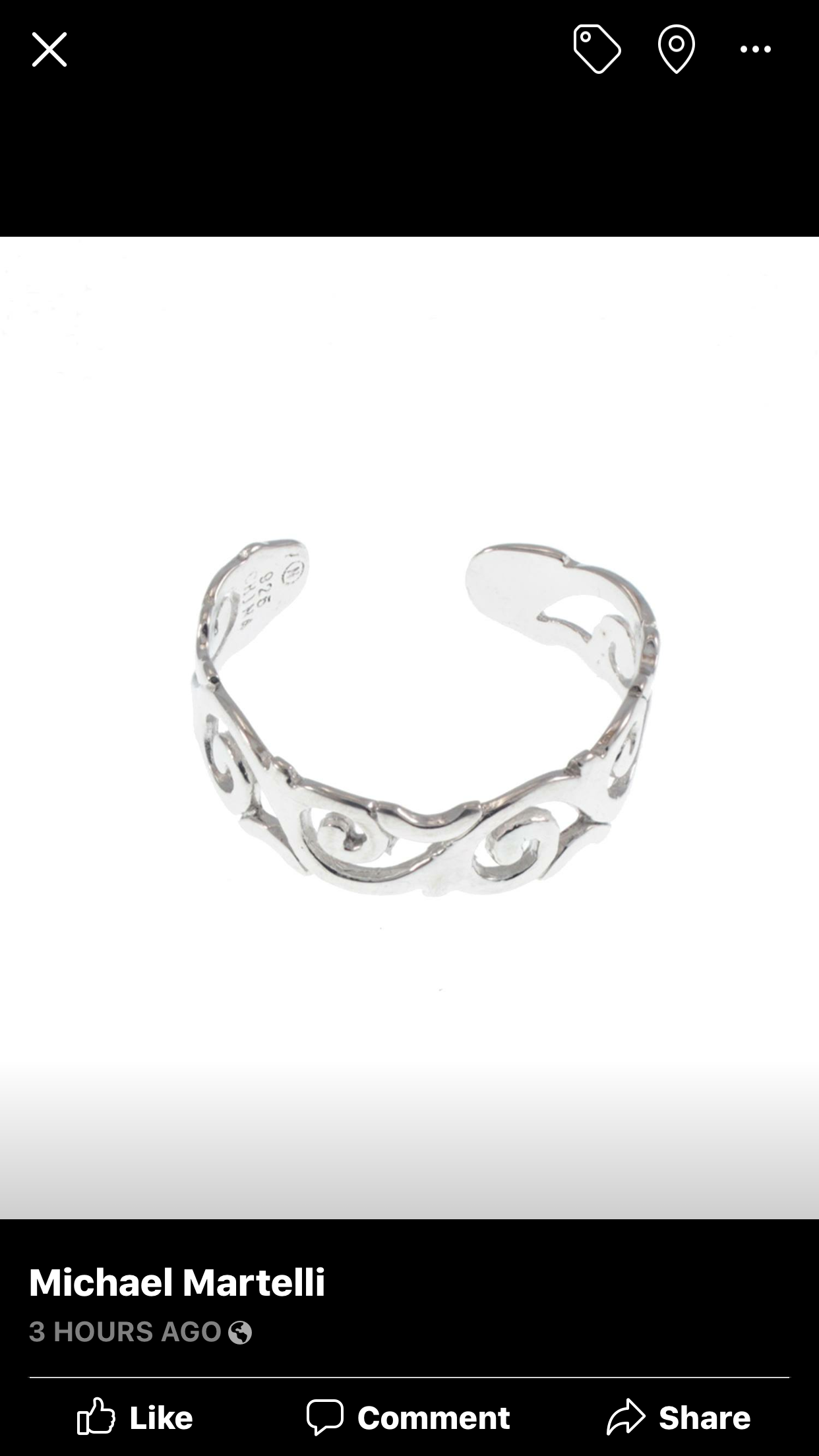 STERLING SILVER 999 WAVES TOE RING