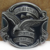 Belt Buckle If Guns are Outlawed only Outlaws Will have Guns Silver and Black with a Eagle