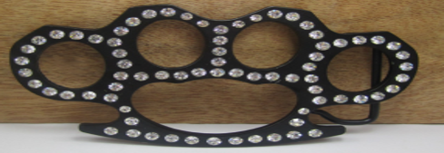 Belt Buckle Brass Knuckles Black with Stones