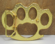Belt Buckle Brass Knuckles Gold with Stones