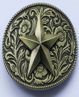 Belt Buckle Gold Star with Flowers in back round