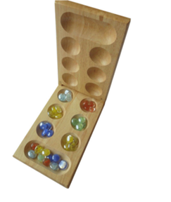 Desktop & Travel Wooden Mancala Board 48 pcs from germfree