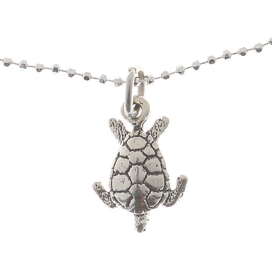 Ankle Bracelet Turtle Charm with ball chain 10"