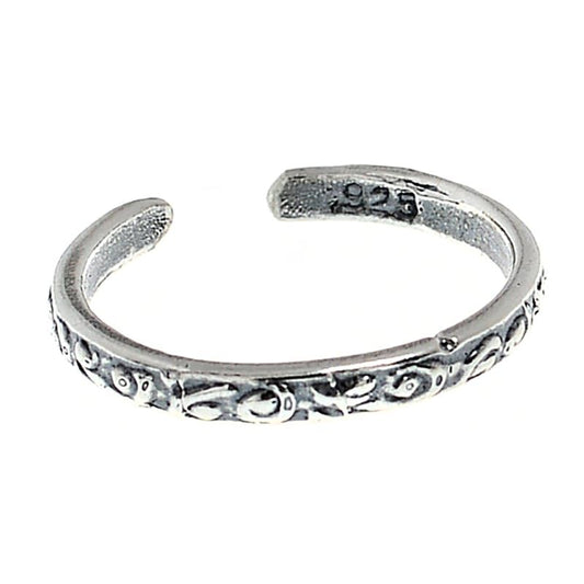 Jewelry Toe Ring Sterling Silver Antiqued Floral