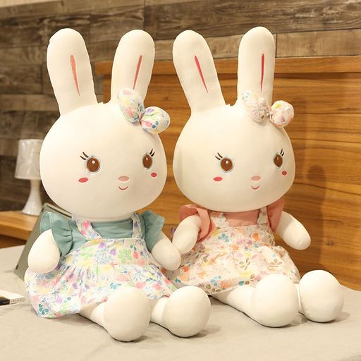 Plush Bunny Rabbit with Dress Pillow
