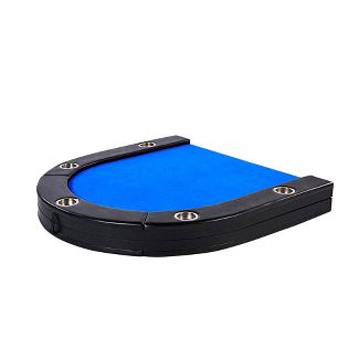 Casino High Quality Blue Felt Casino Style Poker Rec Room Game Table with Folding Metal Frame and Cup Holders for 8 Players