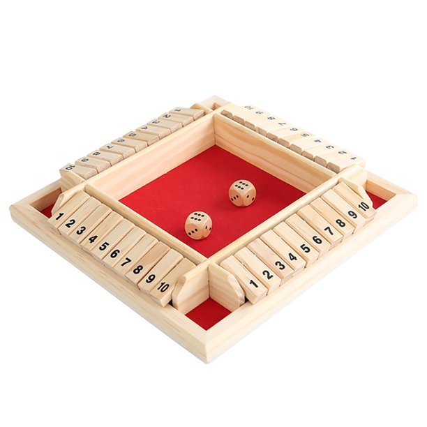 Desktop & Travel Shut The Box Dice Game 2-4 Players Classic Wooden Board Game